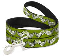 Dog Leash 6-FEET Celtic Knot3 Olives/Black/White NARROW 0.5"