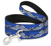 Dog Leash 6-FEET Celtic Knot4 Blues/Black/White WIDE 1.5"