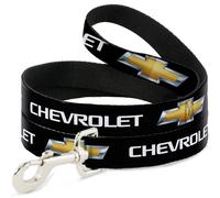 Dog Leash 6-FEET CHEVROLET/Bowtie Black/Gold/White REPEAT