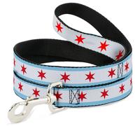 Dog Leash 6-FEET Chicago Flags NARROW 0.5"