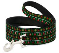 Dog Leash 6-FEET Christmas Sweater Stitch Green/White/Gold/Red