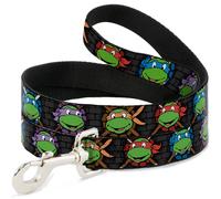 Dog Leash 6-FEET Classic TMNT Expessions/Battle Gear Gray/Multi Color WIDE 1.5"