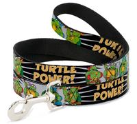 Dog Leash 6-FEET Classic TMNT Group Pose/TURTLE POWER NARROW 0.5"