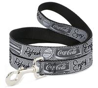 Dog Leash 6-FEET Coca-Cola ENJOY REFRESH Can and Bottle Grays/White/Black