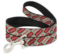 Dog Leash 6-FEET Coca-Cola Script Marquee Logo Green/Red/White WIDE 1.5"
