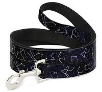 Dog Leash 6-FEET Constellations-14 Galaxy/White WIDE 1.5"