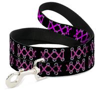 Dog Leash 6-FEET Corset Lace Up Black/Fuchsia
