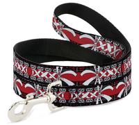 Dog Leash 6-FEET Corset Lace Up w/Bow Red Plaid/Red WIDE 1.5"