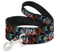 Dog Leash 6-FEET COWBOY BEBOP Spike and Faye Brick Pose and Title Logo Blues/Red