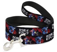 Dog Leash 6-FEET COWBOY BEBOP Spike Pose and Crew Collage and Title Logo Black W