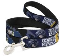 Dog Leash 6-FEET COWBOY BEBOP Spike Vicious and Faye Pose and Title Logo Blues/Y