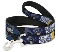 Dog Leash 6-FEET COWBOY BEBOP Spike Vicious and Faye Pose and Title Logo Blues/Y