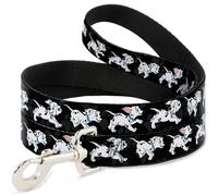 Dog Leash 6-FEET - Dalmatians Running/Paws Black/Gray/White/Black