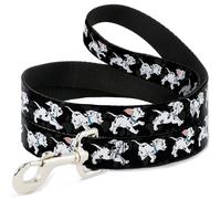 Dog Leash 6-FEET Dalmatians Running/Paws Black/Gray/White/Black NARROW 0.5"