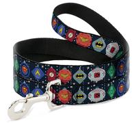 Dog Leash 6-FEET DC Comics Justice League Holiday Ornament Icons and Stars WIDE
