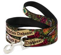 Dog Leash 6-FEET Death Before Dishonor Olive WIDE 1.5"