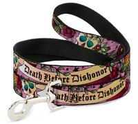 Dog Leash 6-FEET Death Before Dishonor Pink NARROW 0.5"