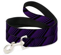Dog Leash 6-FEET Diagonal Stripes Black/Purple