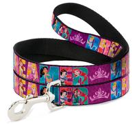 Dog Leash 6-FEET Disney DREAMER 7-Sparkling Princesses/Tiara Purple/White NARROW