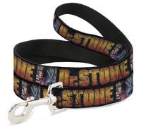 Dog Leash 6-FEET DR. STONE Title Logo and Ibara Senku Split Pose Black