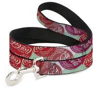 Dog Leash 6-FEET DRINK COCA-COLA Coke Patches Stacked Reds/Multi Color WIDE 1.5"