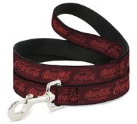 Dog Leash 6-FEET ENJOY COCA-COLA Logos Brown/Red WIDE 1.5"