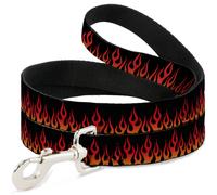 Dog Leash 6-FEET Flames Black/Orange/Red WIDE 1.5"