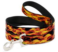 Dog Leash 6-FEET Flames Vivid Black/Orange WIDE 1.5"