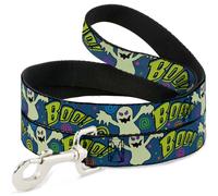 Dog Leash 6-FEET Ghost BOO Blue/Multi Color NARROW 0.5"