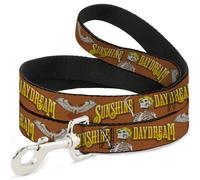 Dog Leash 6-FEET Grateful Dead SUNSHINE DAYDREAM Skeleton Orange WIDE 1.5"