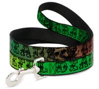 Dog Leash 6-FEET Grateful Dead Text w/Skull & Roses Rainbow Fade