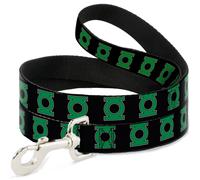 Dog Leash 6-FEET Green Lantern Logo Black/Green WIDE 1.5"