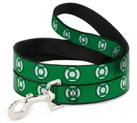 Dog Leash 6-FEET Green Lantern Logo2 Green/Black/Green/White WIDE 1.5"