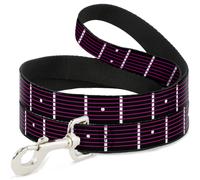 Dog Leash 6-FEET Guitar Neck Black/White/Pink NARROW 0.5"