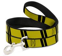 Dog Leash 6-FEET Hash Mark Stripe Double Gold/Black NARROW 0.5"