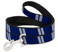 Dog Leash 6-FEET Hash Mark Stripe Double Navy/Silver