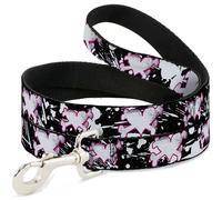 Dog Leash 6-FEET Heart & Cross Bones w/Splatter Black/White