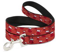 Dog Leash 6-FEET Holiday Christmas Stocking and Star Red/White