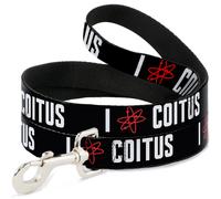 Dog Leash 6-FEET I "ATOM" COITUS Black/White/Red WIDE 1.5"
