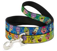 Dog Leash 6-FEET Ice Cream Cone & Popsicle Expressions/Squares Multi Color WIDE