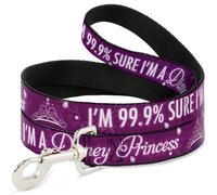 Dog Leash 6-FEET I'M 99.9% SURE I'M A DISNEY PRINCESS Pinks/White NARROW 0.5"