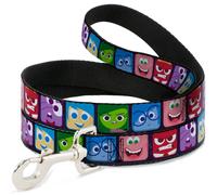 Dog Leash 6-FEET Inside Out 6-Character Expression Blocks Purple/Multi Color
