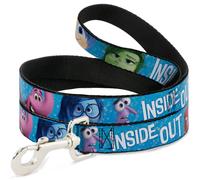 Dog Leash 6-FEET INSIDE OUT 6-Character Pose Sparkle Blue/White NARROW 0.5"