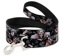 Dog Leash 6-FEET Joker BRILLIANTLY TWISTED PSYCHO Poses/Cards Black/Grays