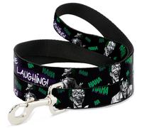 Dog Leash 6-FEET Joker DIE LAUGHING HAHA Black/Purple/Green NARROW 0.5"