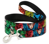 Dog Leash 6-FEET Justice League New 52 4-Superhero Poses/Logo Multi Color/Black