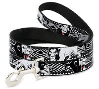 Dog Leash 6-FEET Lion King Scar Poses White/Black