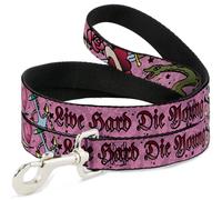 Dog Leash 6-FEET Live Hard Die Young Pink