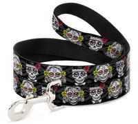 Dog Leash 6-FEET Los Novios Black/Gray/White/Multi Color NARROW 0.5"