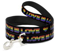 Dog Leash 6-FEET LOVE IS LOVE/Heart Black/Rainbow